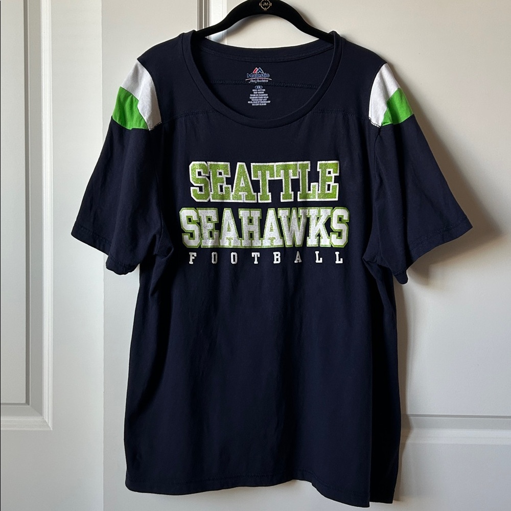 Majestic Navy and Green Seattle Seahawks women’s shirt 1X